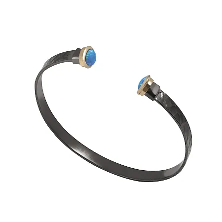 TRIBUTE, unisex, ασημόχρυσο, βραχιόλι με 925, ασήμι, Κ14, χρυσό, μπλέ, οπάλιο και μαύρο, ρόδιο,