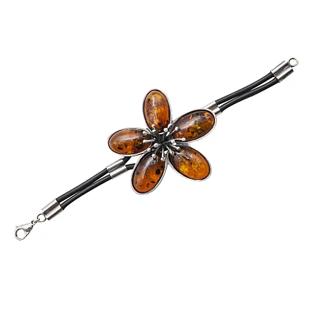 Βραχιόλι με κεχριμπάρι, ασημένιο, γυναικείο,λουλο΄ύδι,χειροποίητο,silverline