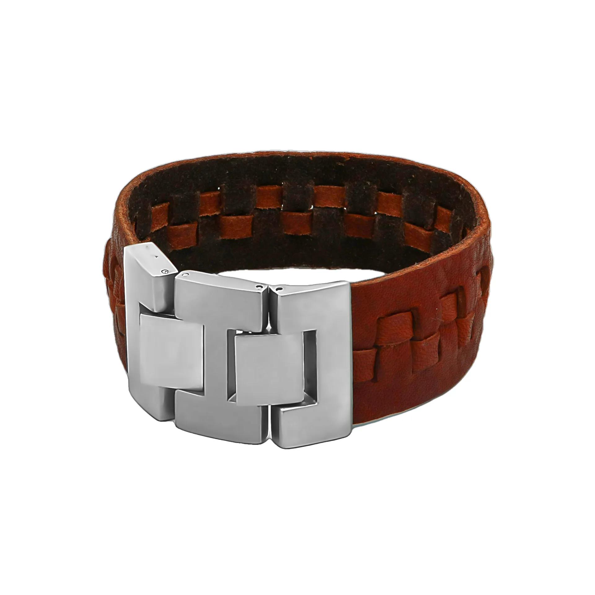 Ανδρικό βραχιόλι με δέρμα & ανοξείδωτο ατσάλι, 22 εκατοστά, TRIBUTE,0230377201