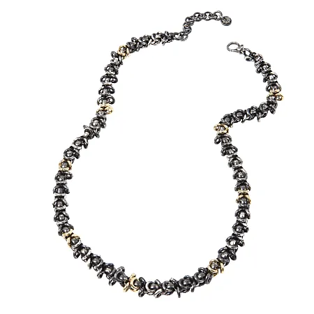 TRIBUTE, αντρικό, ασημόχρυσο, κολιέ με 925, ασήμι, κίτρινο, Κ18, χρυσό και μαύρο, ρόδιο, 50, +, 6, ext, chain,