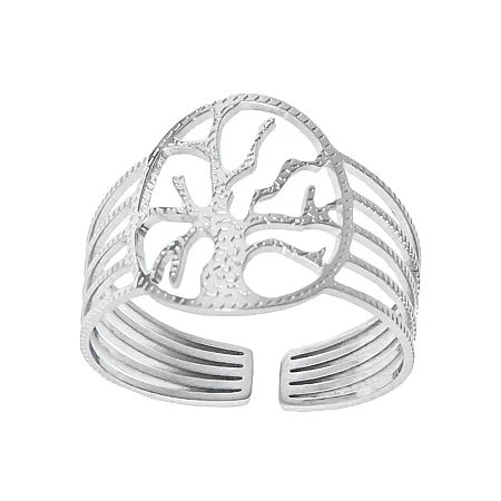 Δαχτυλίδι, από, ανοξείδωτο ατσάλι, free size, γυναικείο, ματ, με δέντρο ζωής, silverline, 0430694002,