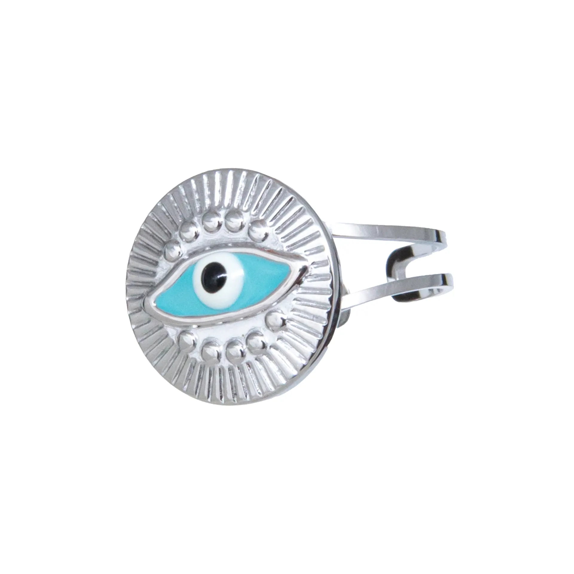 Δαχτυλίδι, από, ανοξείδωτο ατσάλι, free size, γυναικείο, με μάτι βασκανίας, με κίτρινο επιχρύσωμα ΄ή λευκό ατσάλι, silverline, 0430694202,