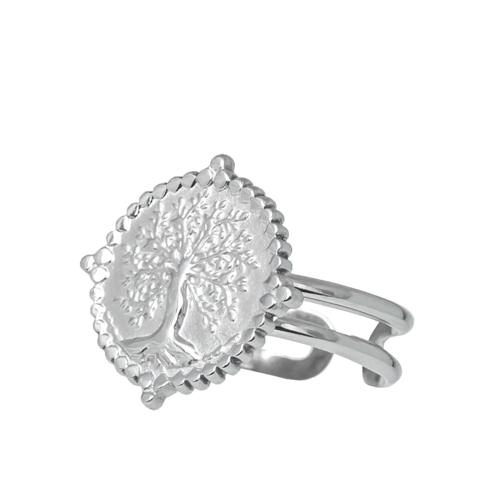 Δαχτυλίδι, από, ανοξείδωτο ατσάλι, free size, γυναικείο, με δέντρο ζωής, με κίτρινο επιχρύσωμα ΄ή λευκό ατσάλι, silverline, 0430694502,