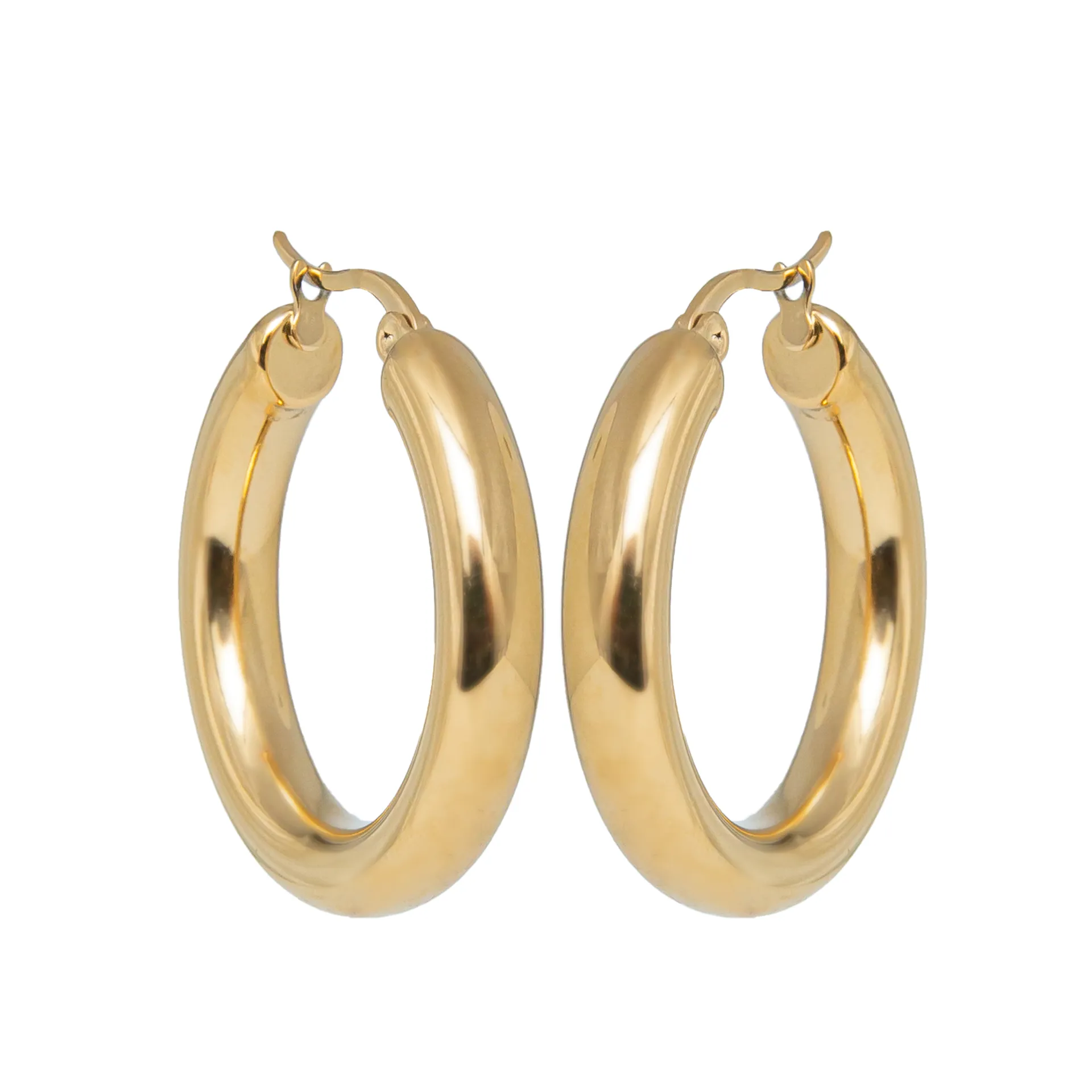 Σκουλαρίκια γυναικεία, μεσαίοι κρίκοι, 3Χ3 εκατοστά,, πάχος 4 χιλιοστά, από ανοξείδωτο ατσάλι, με κίτρινο επιχρύσωμα ή σε λευκό χρώμα, silverline, 0130552301,