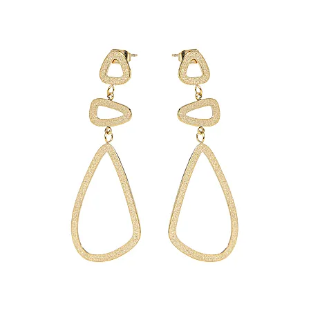 Σκουλαρίκια γυναικεία, εντυπωσιακά, ματ, χωρίς πέτρες, από ανοξείδωτο ατσάλι, με κίτρινο επιχρύσωμα ή σε λευκό ατσάλι, κρεμαστά, 5,2 εκατοστά μήκος, καρφωτά,silverline, 0130551501,