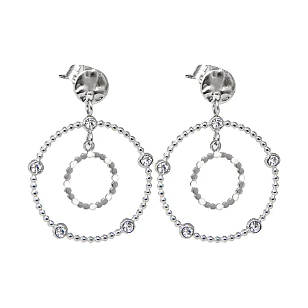 Σκουλαρίκια γυναικεία, κρεμαστά, από ανοξείδωτο ατσάλι, καρφωτά, 3 εκατοστά μήκος με ζιργκόν, silverline, 0130550901,