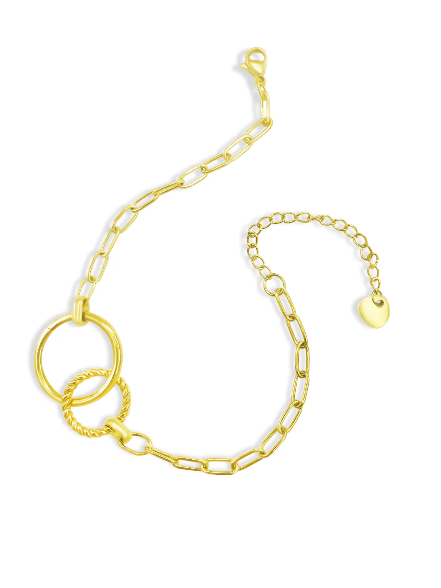 Βραχιόλι, γυναικείο, από ανοξείδωτο ατσάλι, καδενωτό, άσπρο ή με κίτρινο επιχρύσωμα, 18,5+5εκαστοστά αλυσίδα επέκτασης,silverline, 0230448601,