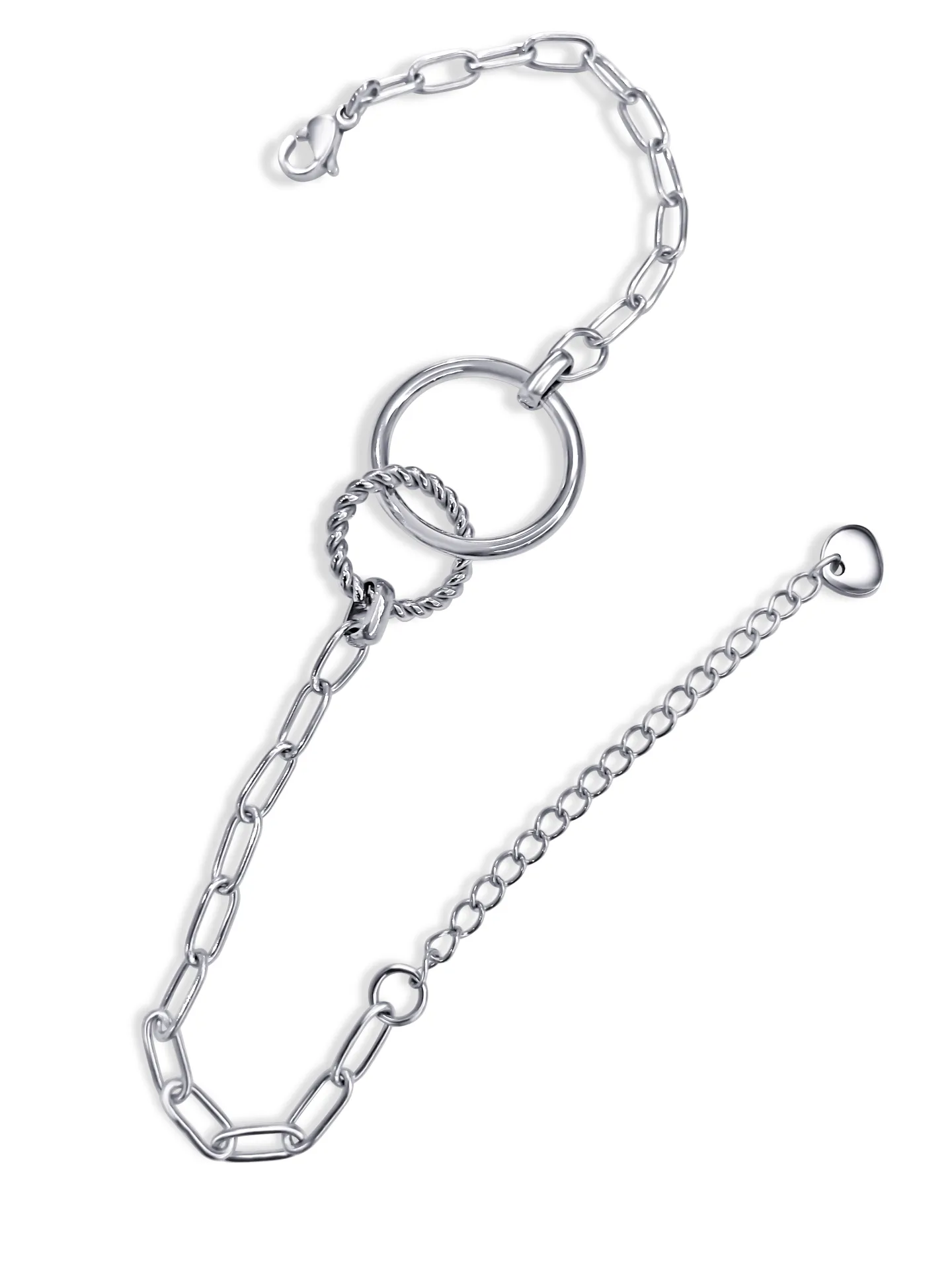 Βραχιόλι, γυναικείο, από ανοξείδωτο ατσάλι, καδενωτό, άσπρο ή με κίτρινο επιχρύσωμα, 18,5+5εκαστοστά αλυσίδα επέκτασης,silverline, 0230448601,