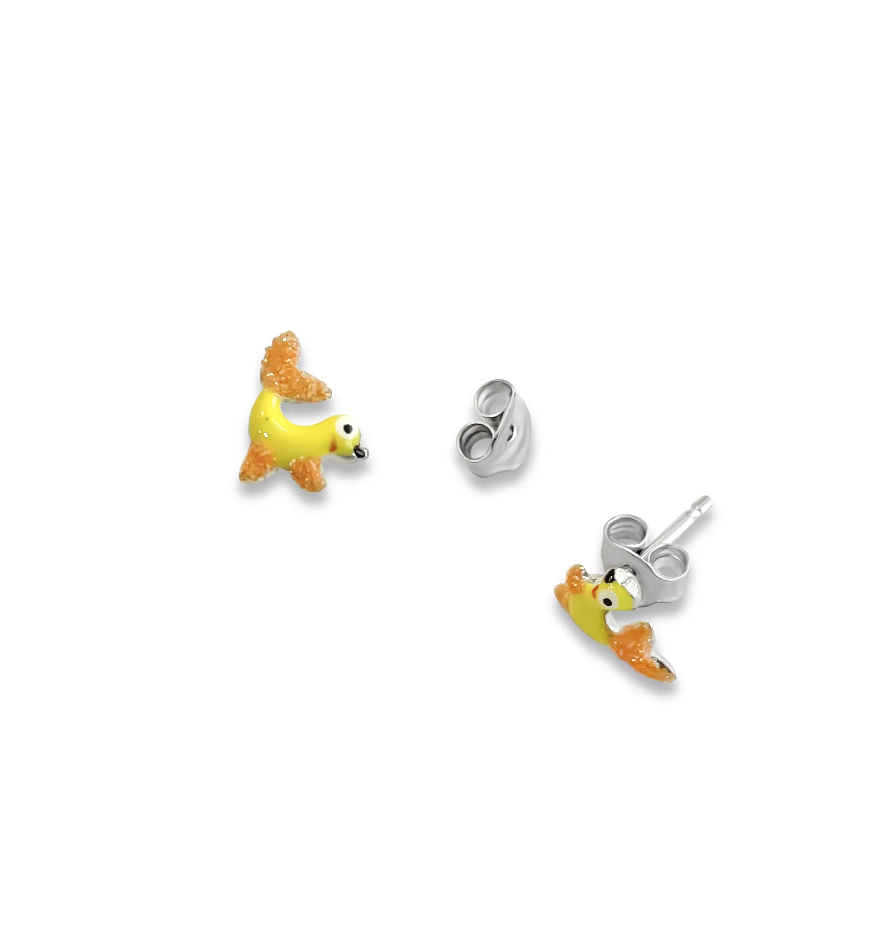 Σκουλαρίκια, παιδικά, για κορίτσια, καρφωτά, από 925 ασήμι, με σμάλτο, γκλίτερ & φώκιες, επιπλατινωμένα, woofie, 0130527701,