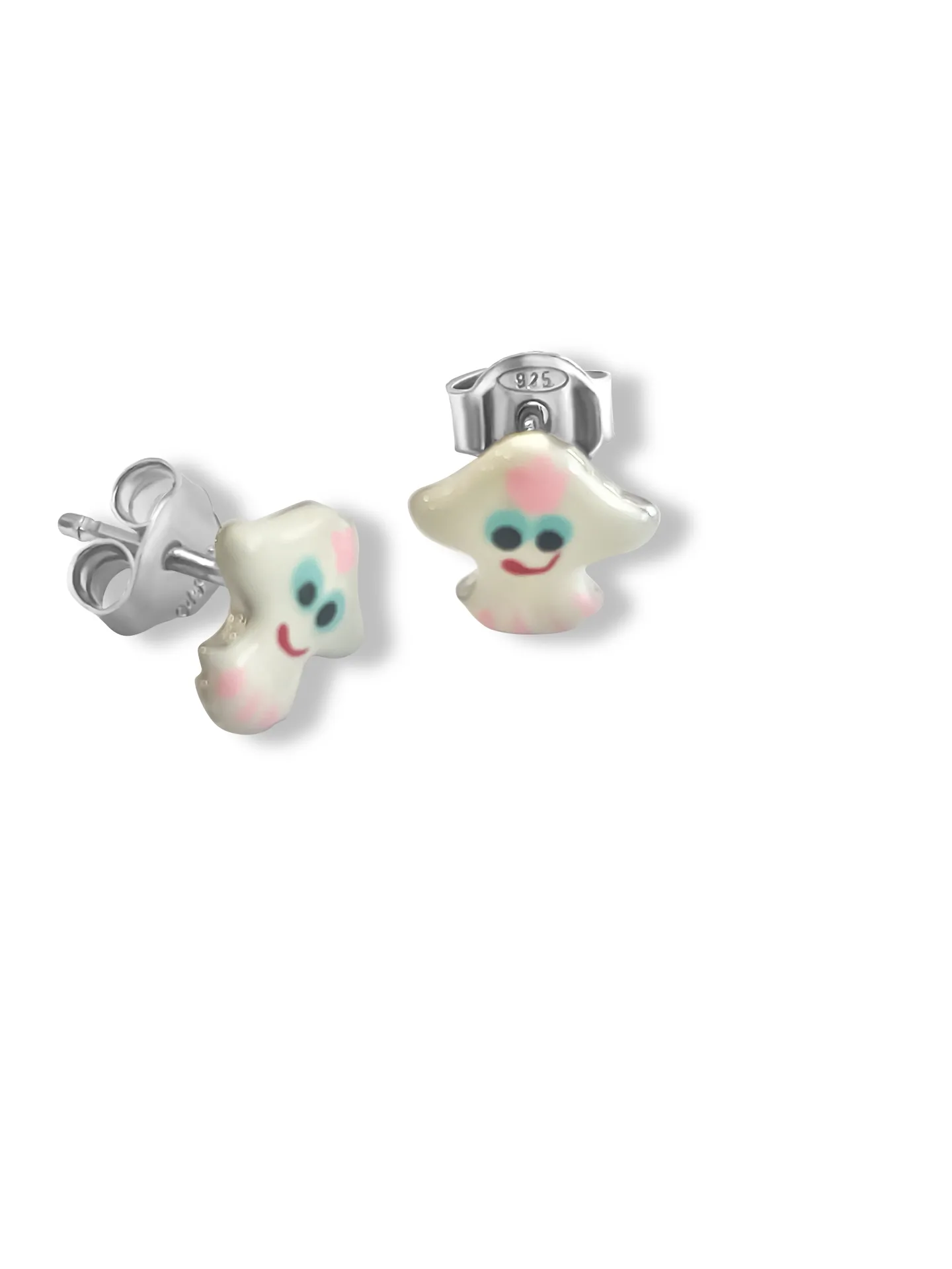 Σκουλαρίκια, παιδικά, για κορίτσια, από 925 ασήμι, καρφωτά, με σμάλτο & μέδουσες, επιπλατινωμένα, woofie, 0130527501,