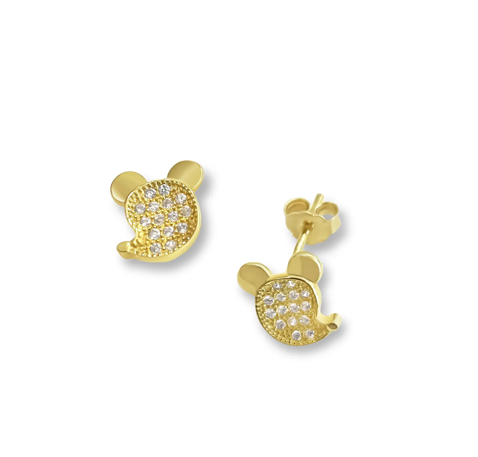 Σκουλαρίκια, παιδικά, για κορίτσια, ασημένια, με ζιργκόν ,ποντικάκι, επιπλατινωμένα ή επιχρυσωμένα, καρφωτά, woofie,0130511301