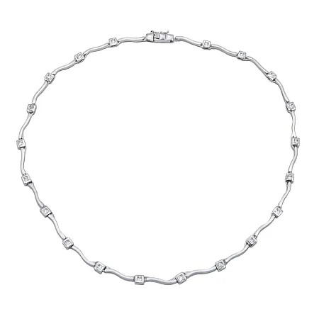 Ριβιέρα, κολιέ, γυναικείο, ασημένιο, ματ, επιπλατινωμένο με λευκά ζιργκόν, 42 εκατοστά, silverline, 0330017801