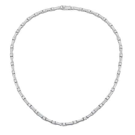 Ριβιέρα, κολιέ, γυναικείο, ασημένιο, ματ, επιπλατινωμένο με λευκά ζιργκόν,  42 εκατοστά, silverline, 0330035502