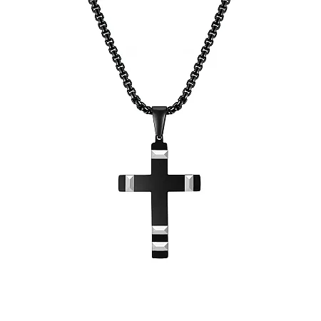 Ατσάλινο  κολιέ ανδρικό με σταυρό 5Χ2,7 εκατοστών & καδένα 60  εκατοστών, TRIBUTE,0330345901