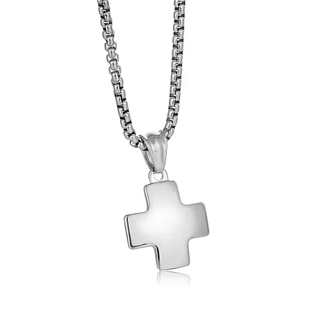 Ανδρικό κολιέ από ανοξείδωτο ατσάλι, με σταυρό 2Χ3,1 εκατοστών & καδένα  60 εκατοστών, TRIBUTE,0330345601