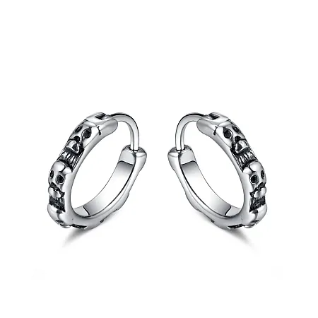 Γοτθικοί κρίκοι, σκουλαρίκια με νεκροκεφαλές, unisex από ανοξείδωτο ατσάλι,TRIBUTE,0130555501