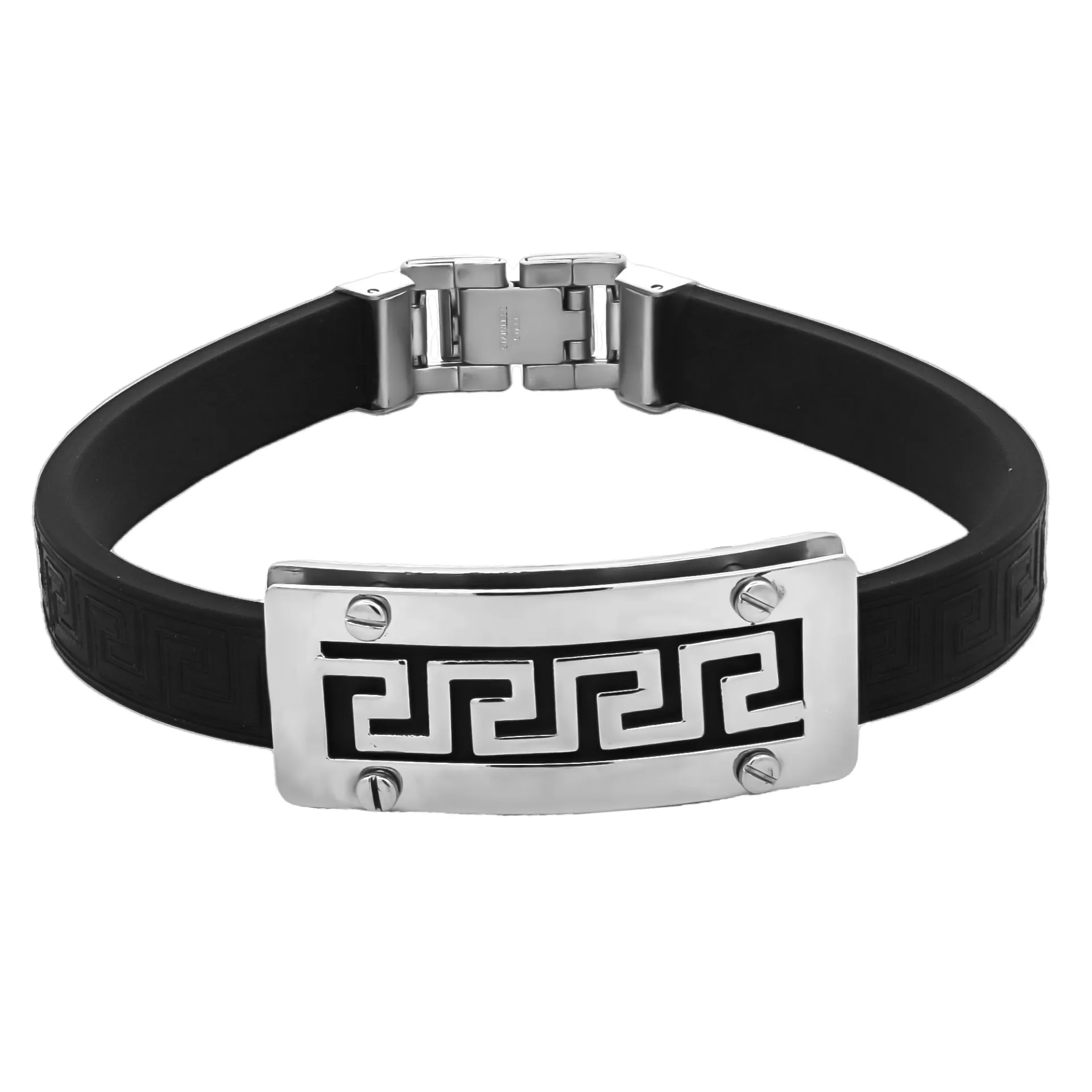 Ανδρικό βραχιόλι με ανοξείδωτο ατσάλι, καουτσούκ & γκρέκα, 24 εκατοστά,TRIBUTE, 0230270701
