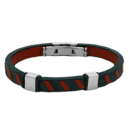 Ανδρικό βραχιόλι με καουτσούκ από ανοξείδωτο ατσάλι, εσωτ.διάμετρος 7 εκατοστά, TRIBUTE, 0230270403